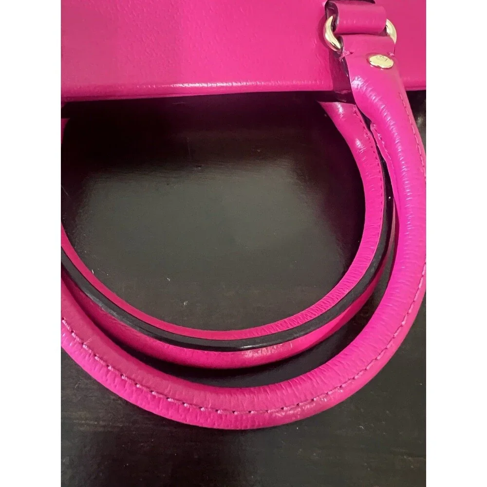 Kate Spade New York Pink Pebbled Satchel Top Handle Zip Bag w/ Detachable Strap